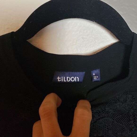 Tildon Black sheer blouse M - Picture 8 of 9